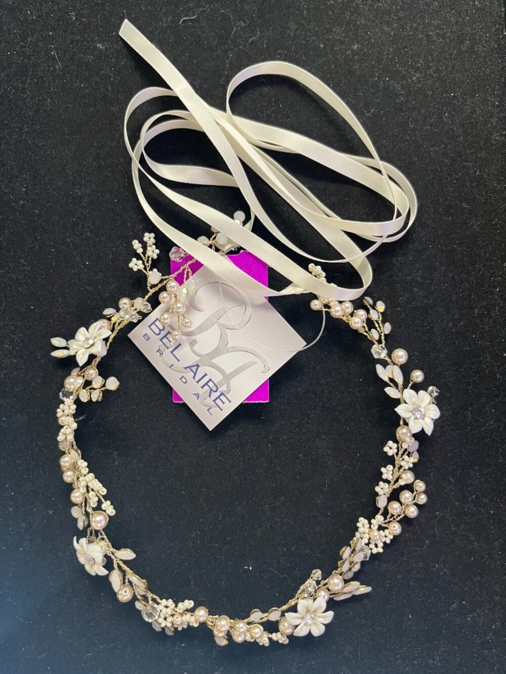 Bridal Headband Bel Aire 2121 Gold/Ivory NWT - Picture 3 of 6